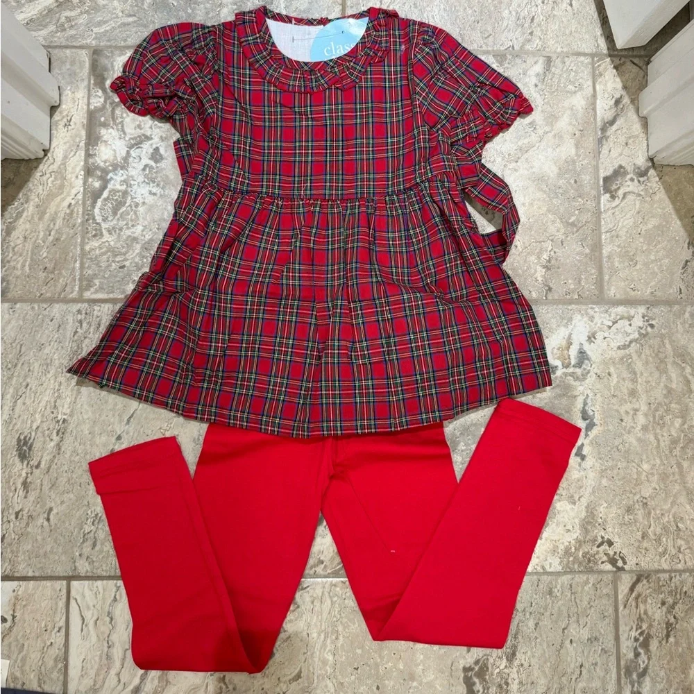 NWT size 6 Classic Whimsy Red Plaid Set